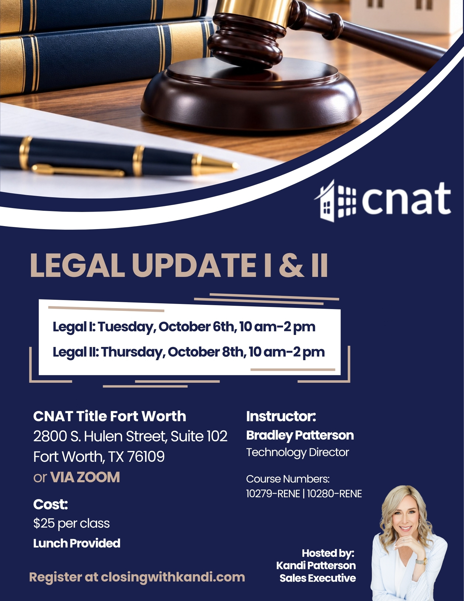 CNAT Legal Update I and II flyer for October 6 and October 8, 2026.